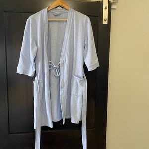 Blue waffle knit robe